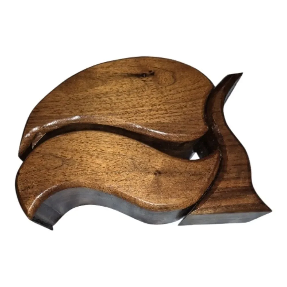 Handcrafted Walnut & Birch Two Tone Wooden Bandsaw Keepsake Jewelry Box